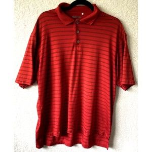 Adidas Men's XL Short Sleeve Red Striped 65%‎ Cotton 35% Polyester Polo Shirt